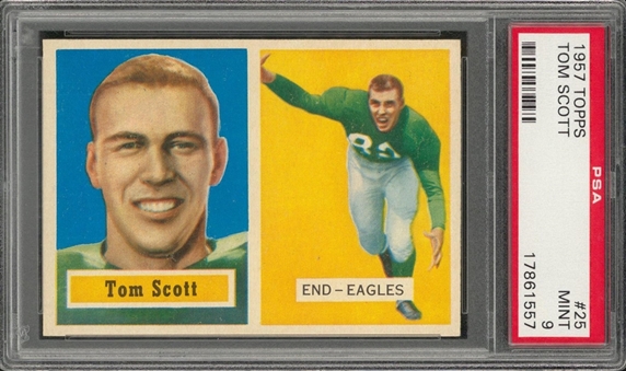1957 Topps Football #25 Tom Scott – PSA MINT 9